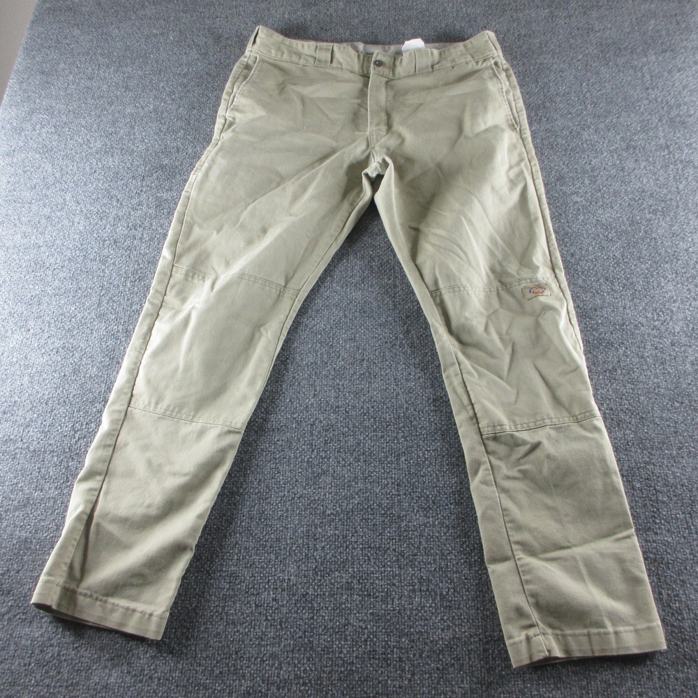 Dickies Pants Mens 36x30 Beige Skinny‎ Straight Stretch Workwear Double Knee